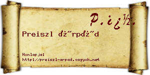 Preiszl Árpád névjegykártya