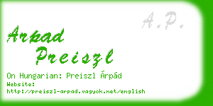 arpad preiszl business card